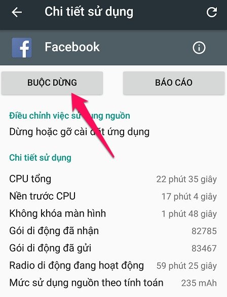 Tiếp tục nhấn vào Buộc dừng để vô hiệu hóa chúng