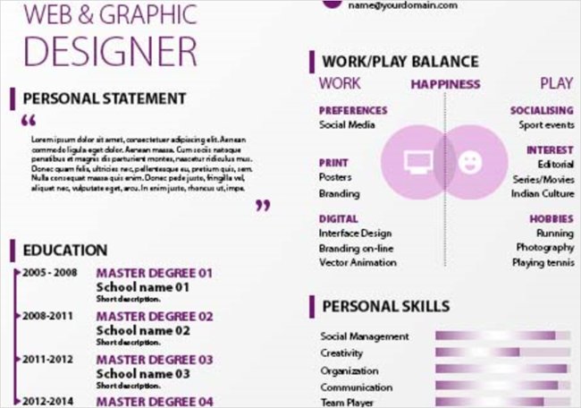 Mẫu CV màu tím