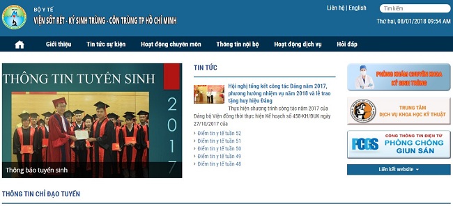 website viện ký sinh trùng TPHCM