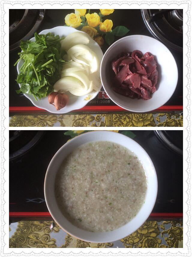 Cháo tim heo - hành tây- rau cần tây món cháo ăn dặm đặc biệt thơm ngon cho bé 6-12 tháng tuổi