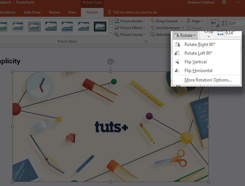 Rotate image in PowerPoint