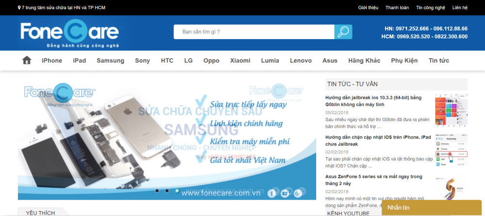 FoneCare – Sửa chữa điện thoại giá tốt 