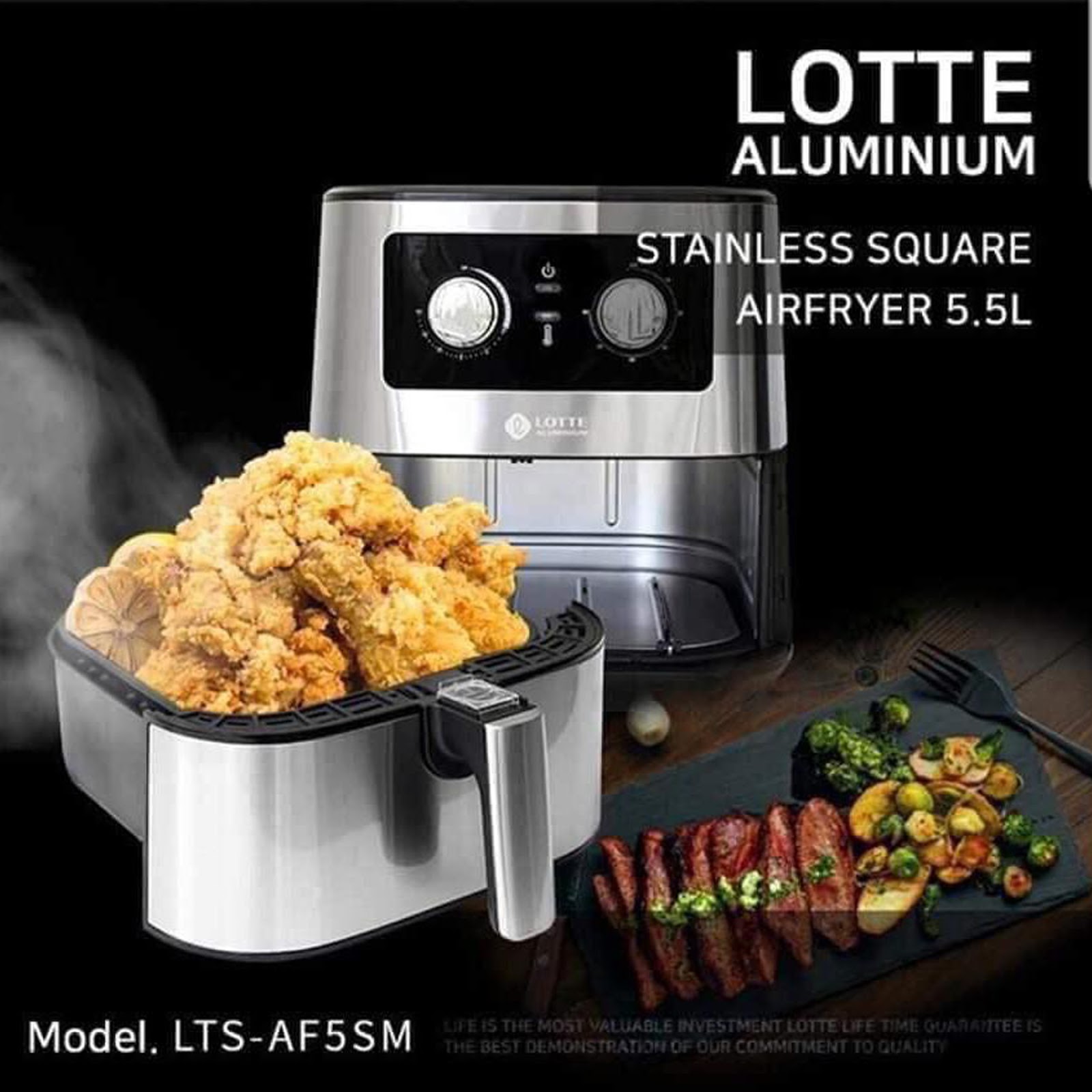 Mẫu sản phẩm nồi chiên không dầu Lotte model LTS-AF5SM