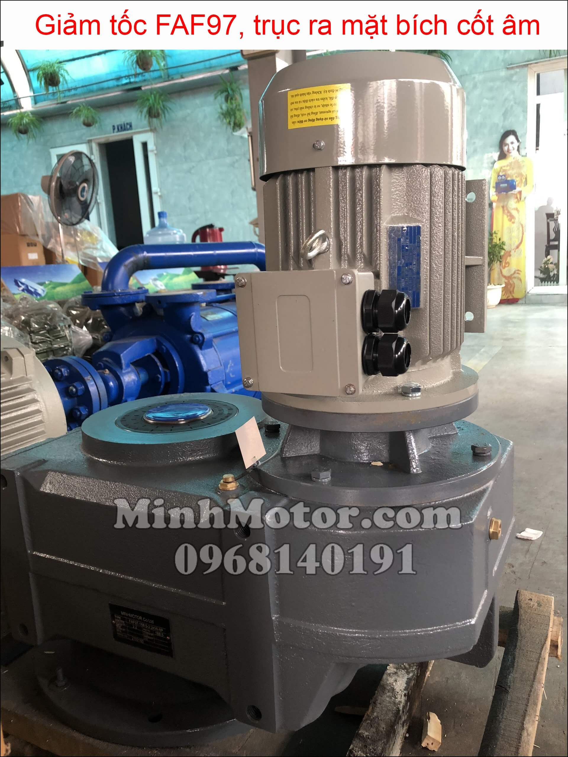 Giảm tốc FAF97 , trục ra mặt bích cốt âm