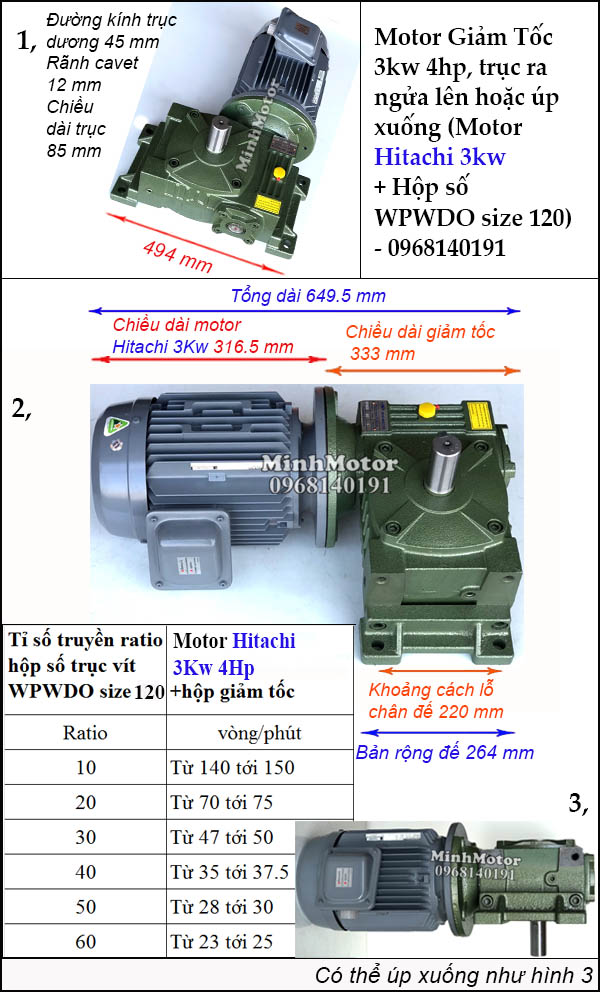 Motor giảm tốc Nhật bản trục úp ngửa