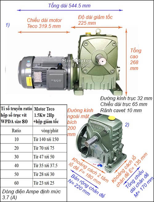 Động cơ giảm tốc thương hiệu Đài Loan trục vít