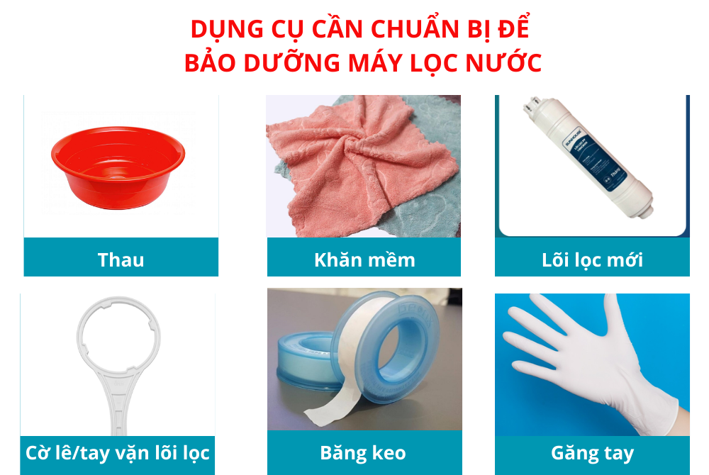 Các dụng cụ cần chuẩn bị khi bảo dưỡng máy lọc nước 
