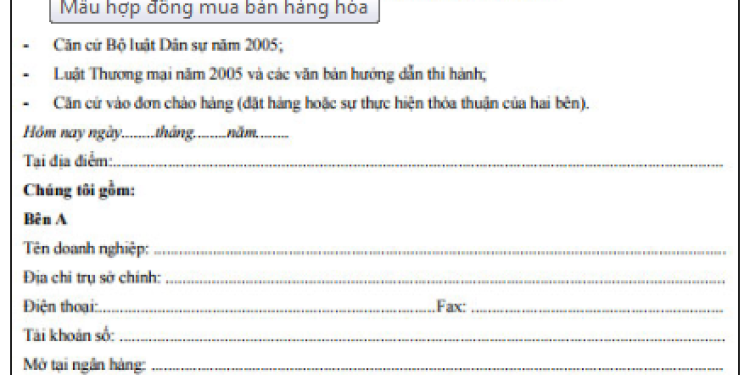 hợp đồng mua bán hàng hóa